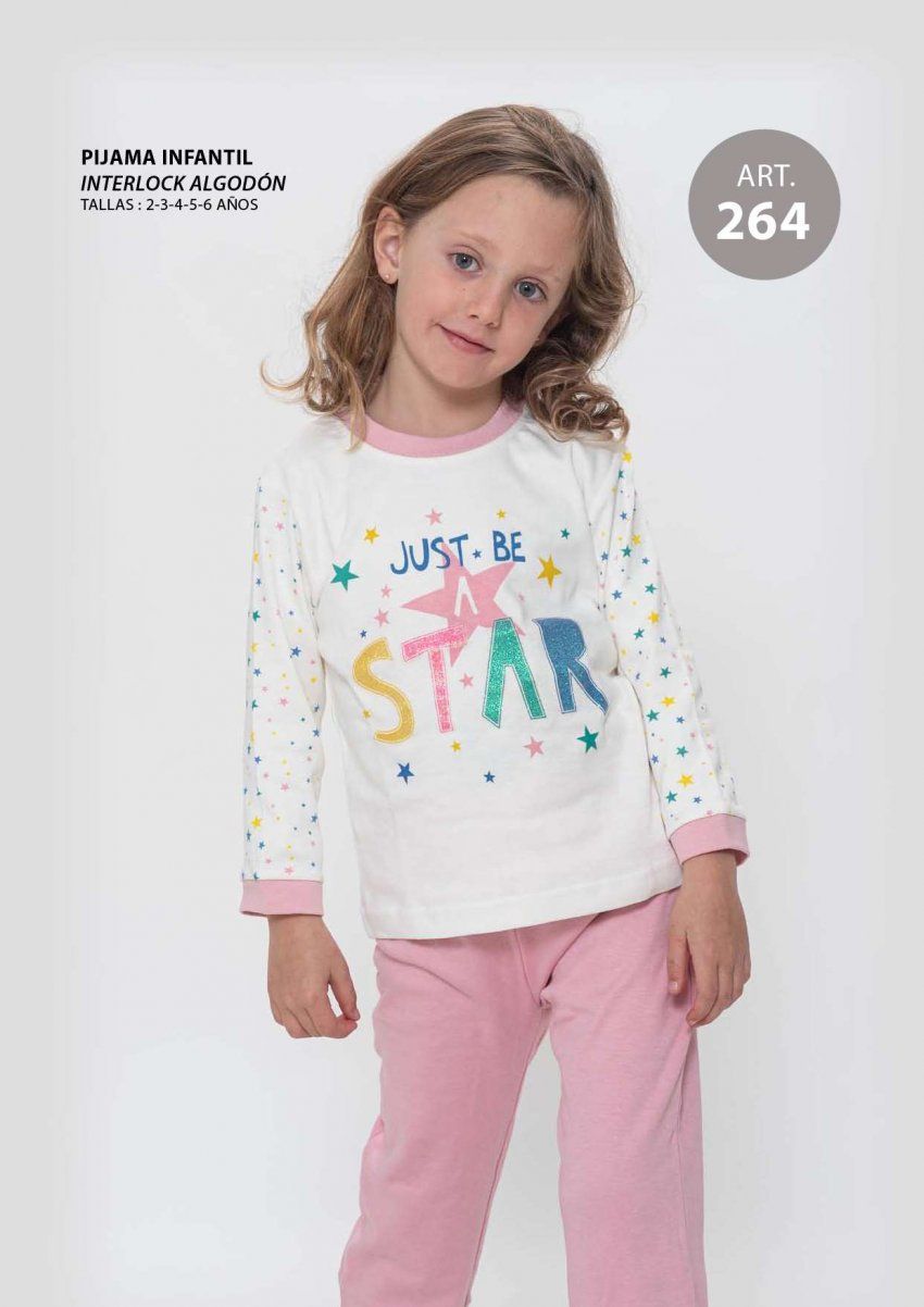 KN 264 PIJAMA  NIÑA ALGODON INTERLOCK 2 a 6 AÑOS KINANIT