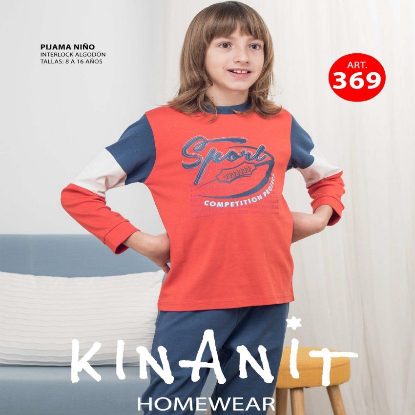 KN 369 PIJAMA NIÑO ALGODON INTERLOCK 8 a 16 años KINANIT