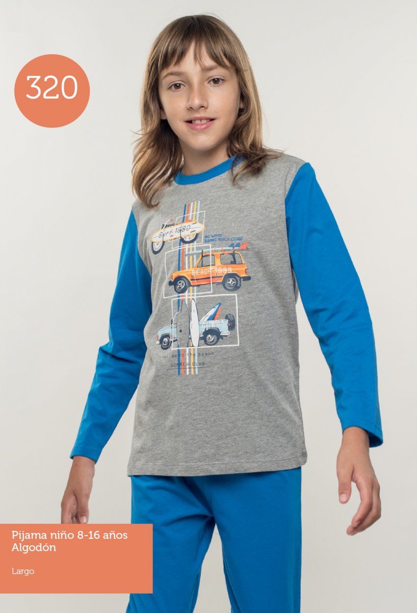 KN  320 PIJAMA NIÑO M/L ALGODON FINO 8 a 16 KINANIT