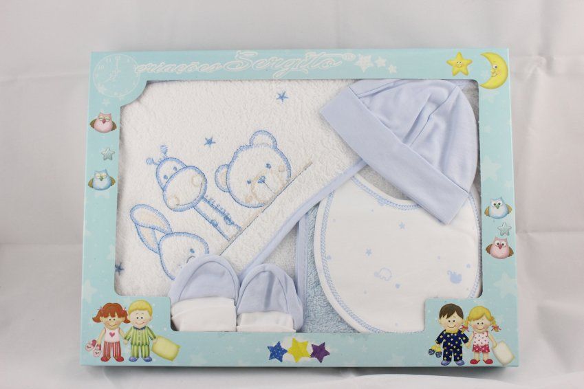 R203 JUEGO BAÑO BEBE FONDO BL ESTAMPADO AZUL