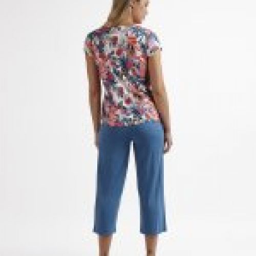 62029 PIJAMA MUJER MANGA CORTA Y PANTALON PALAZZO EN  VISCOSA ADMAS