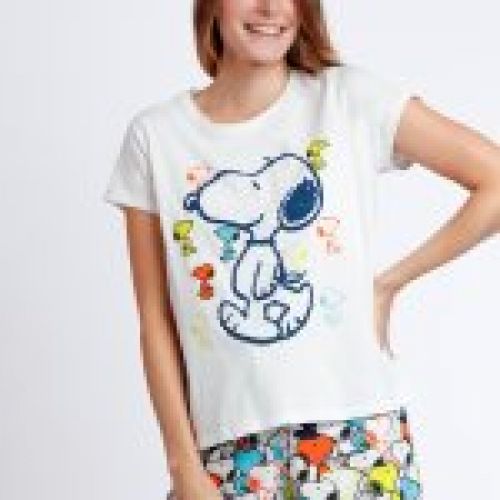 62432 PIJAMA MUJER MANGA CORTA SNOPPY 100% ALGODON ADMAS nati campos mayorista