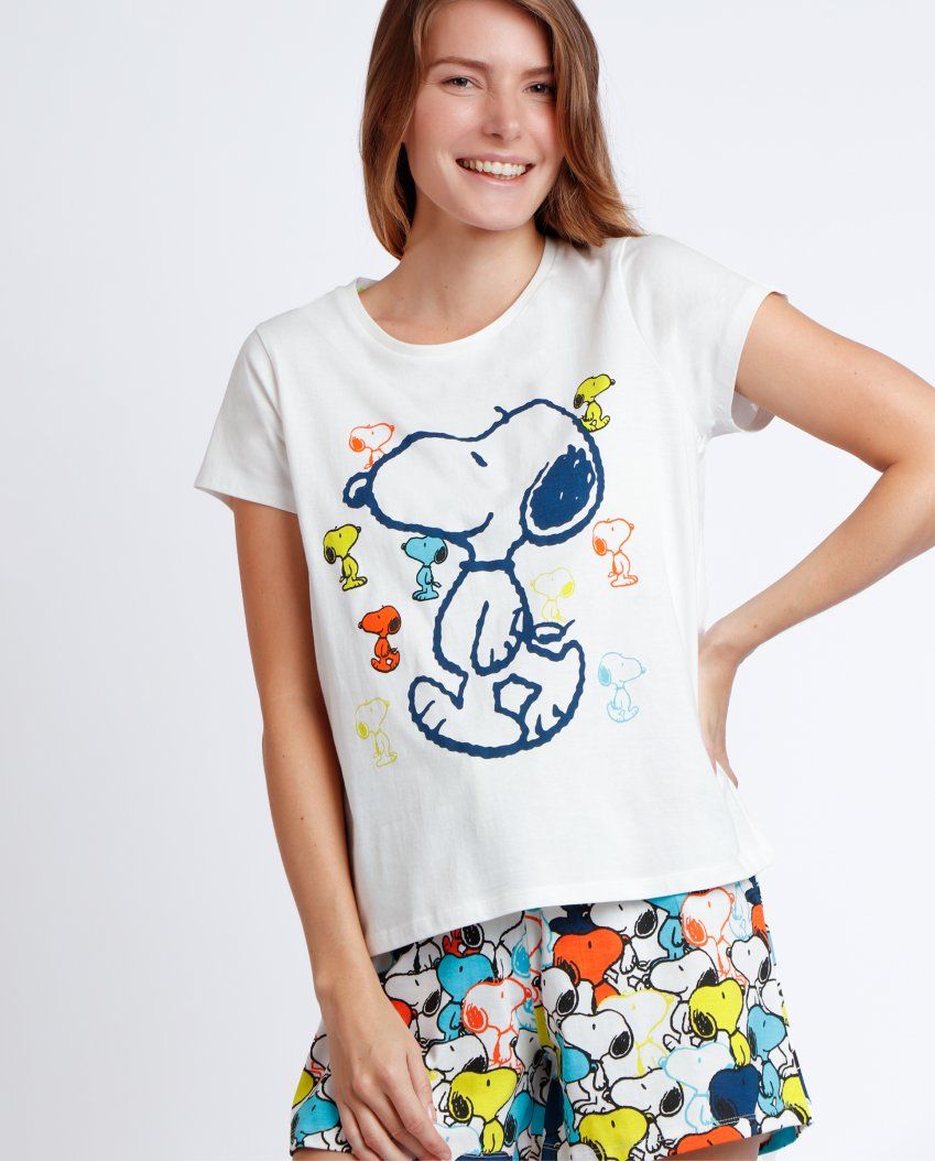 62432 PIJAMA MUJER MANGA CORTA SNOPPY 100% ALGODON ADMAS nati campos mayorista