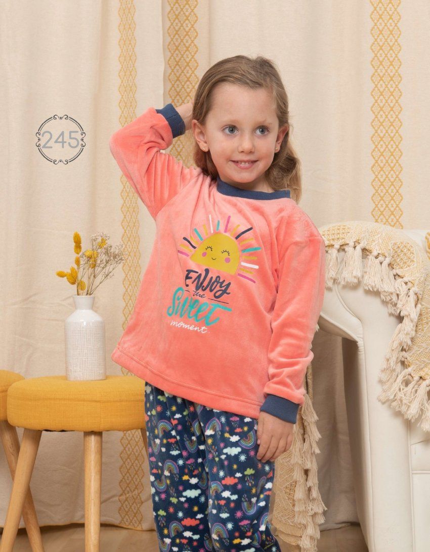 KN 245 PIJAMA  NIÑA TERCIOPELO SPANDEX 2 a 6 AÑOS KINANIT