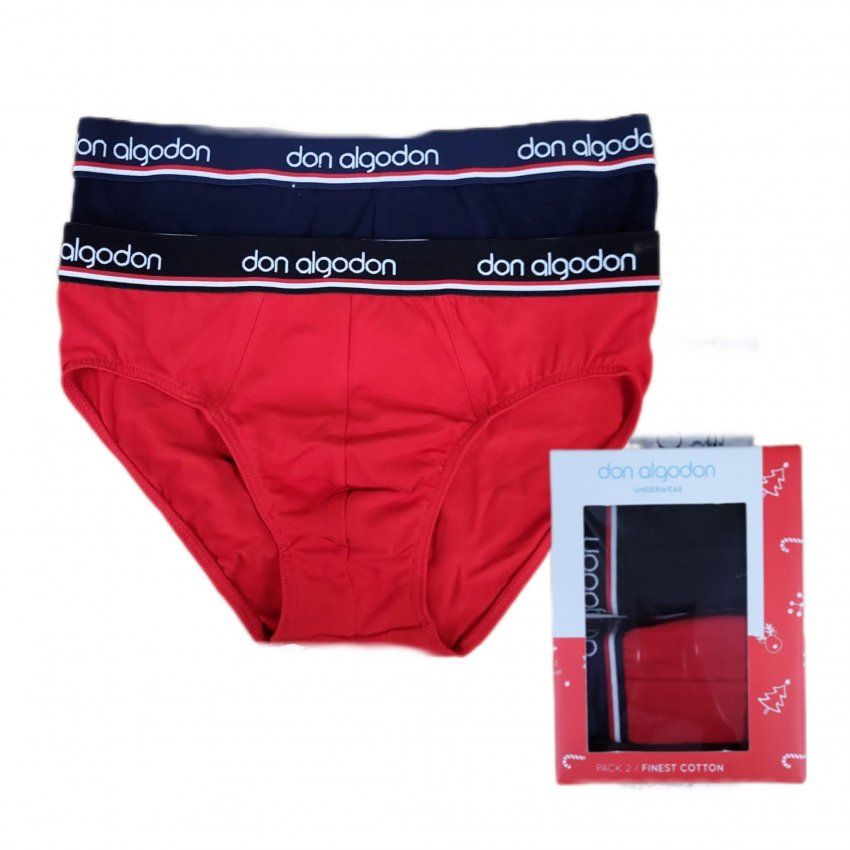 SL 07 SLIP CABALLERO DON ALGODON LISO  CON ROJO  PACK 2