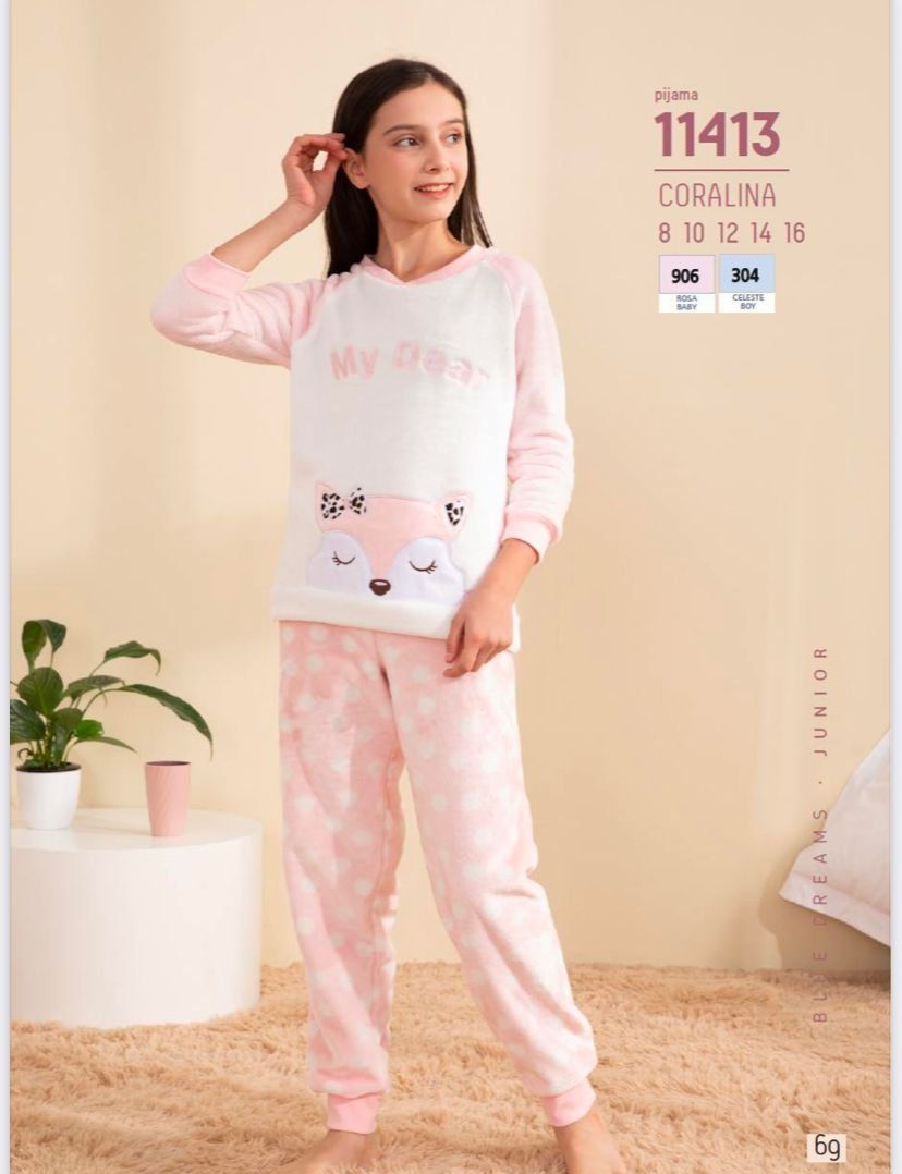 11413 PIJAMA NIÑA 8 A16 CORALINA BLUE DREAMS