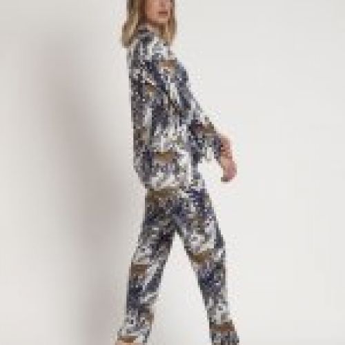 62556 PIJAMA MUJER ABIERTO LEOPARDO SATEN ADMAS LUXURY