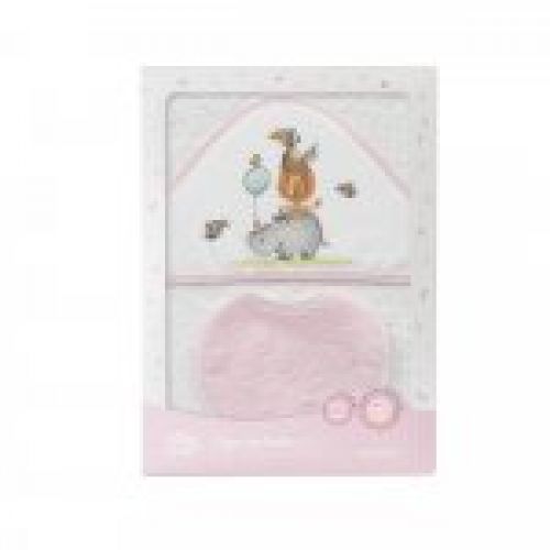 1253 CAPA BAÑO  O TOALLA BEBE ANIMALES 1X1 CON BABERO INTERBABY