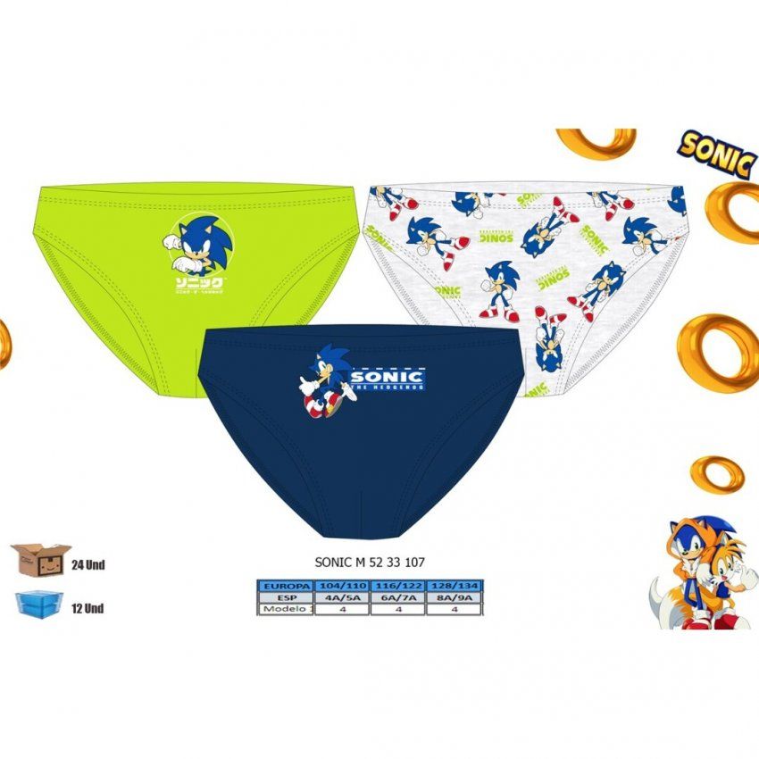 SLIP NIÑO PACK 3 SONIC NEW IMPORT