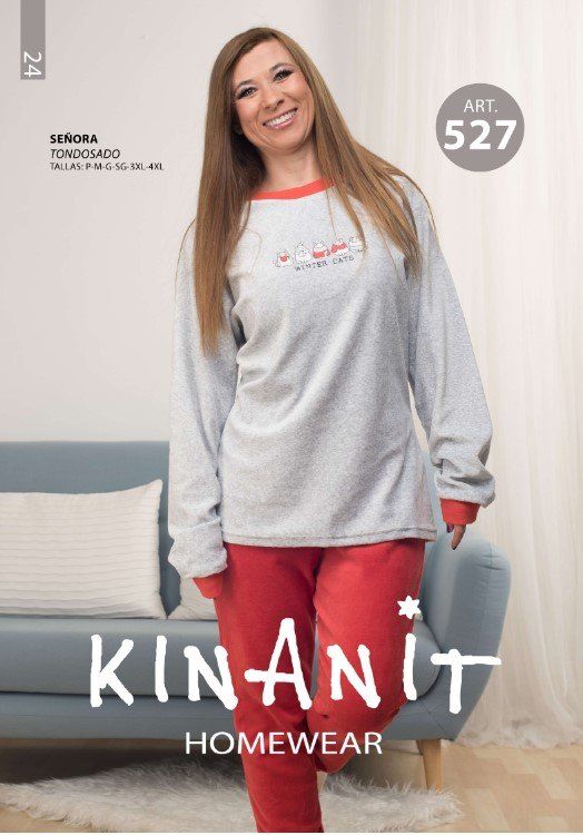 KN 527 PIJAMA TERCIOPELO SEÑORA KINANIT TALLAS GRANDES