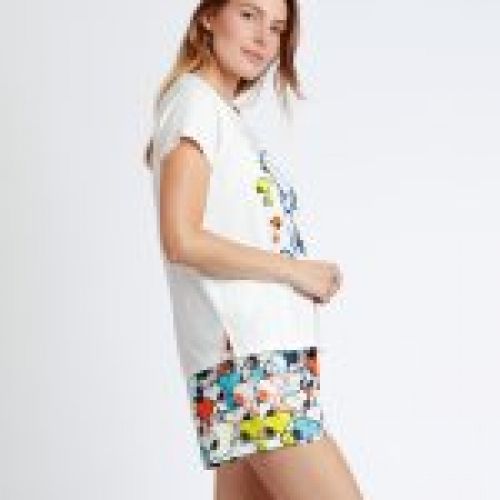 62432 PIJAMA MUJER MANGA CORTA SNOPPY 100% ALGODON ADMAS