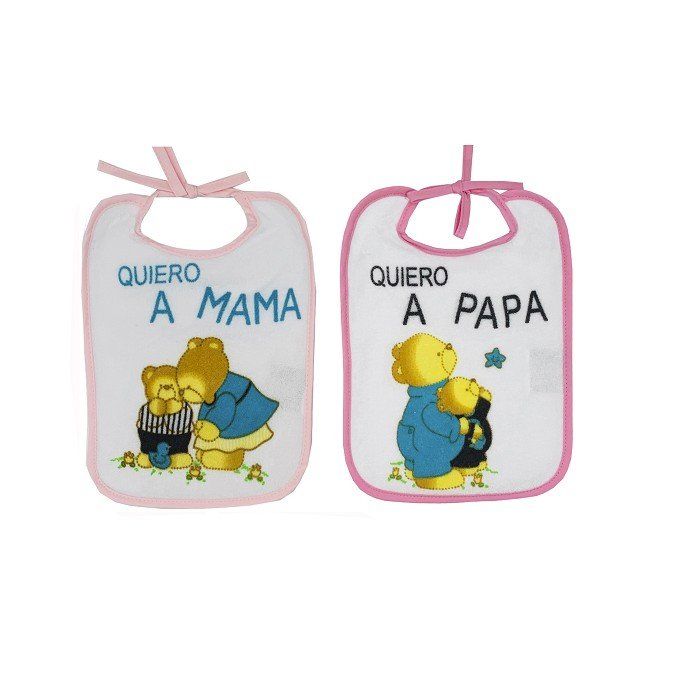 1080  BABEROS CON PASTICO Y LAZO (PACK 2)  20X26cm DUFFI