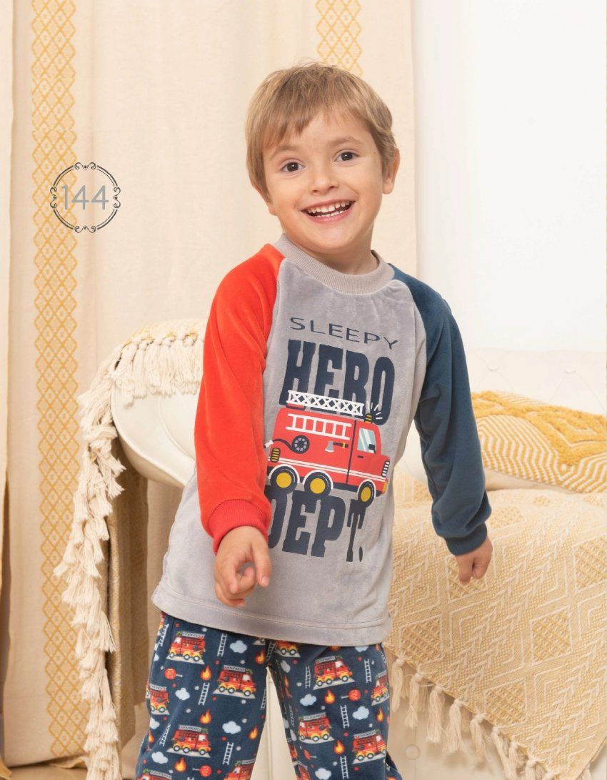 KN 144 PIJAMA  NIÑO TERCIOPELO SPANDEX 2 a 6 AÑOS KINANIT