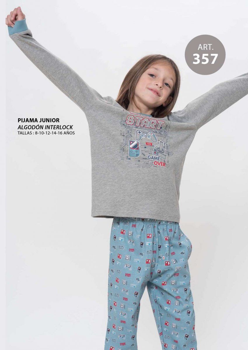 KN 357 PIJAMA NIÑO  INTERLOCK 8 a 16 años KINANIT