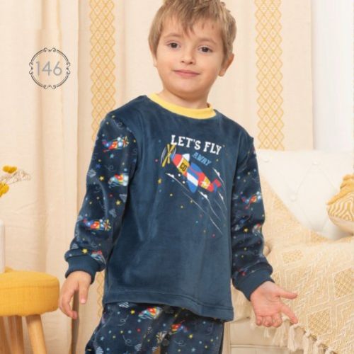 KN 146 PIJAMA  NIÑO TERCIOPELO SPANDEX 2 a 6 AÑOS KINANIT