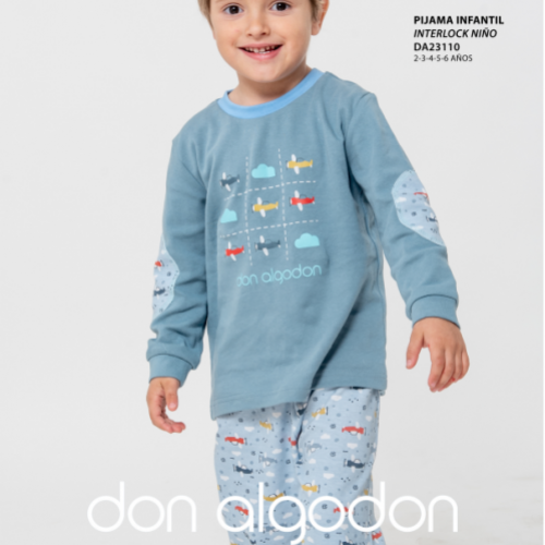 DA 23110 PIJAMA NIÑO INTERLOCK 2 A 6 AÑOS  DON ALGODON