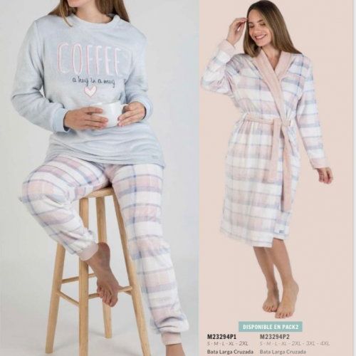 M 23282 PIJAMA SEÑORA CORALINA COFFE OLYMPUS