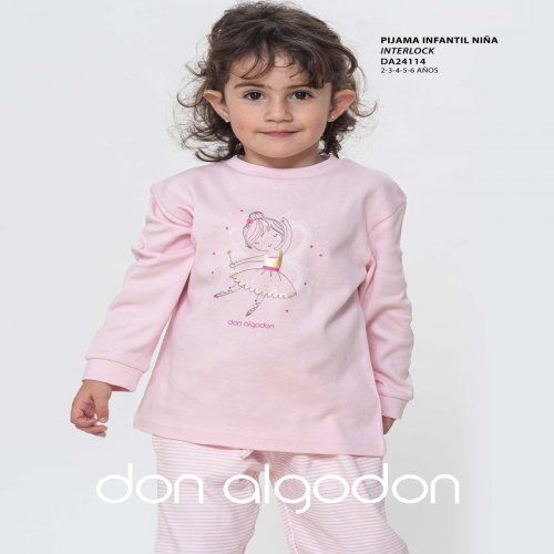 DA 24114 PIJAMA NIÑA INTERLOCK 2 A 6 AÑOS  DON ALGODON