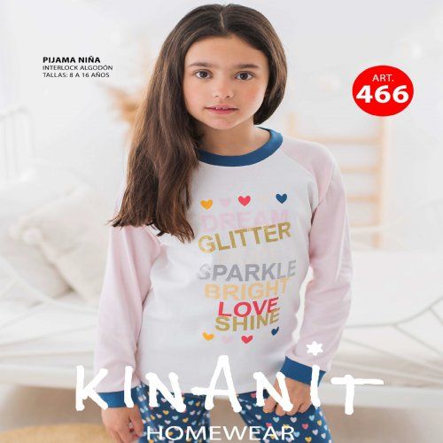 KN 466 PIJAMA NIÑA ALGOSON INTERLOCK 8 a 16 años KINANIT