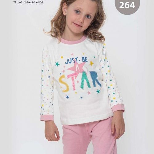 KN 264 PIJAMA  NIÑA ALGODON INTERLOCK 2 a 6 AÑOS KINANIT