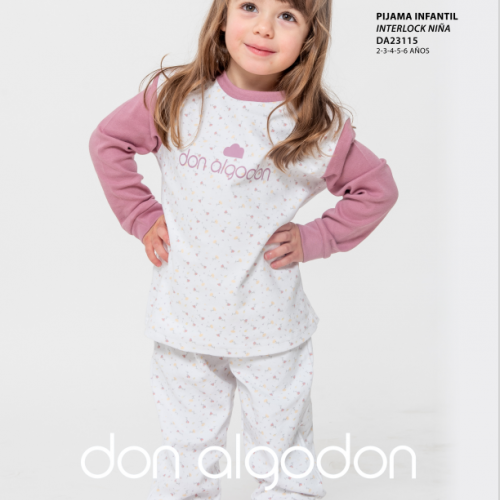 DA 23115 PIJAMA NIÑA INTERLOCK 2 A 6 AÑOS  DON ALGODON