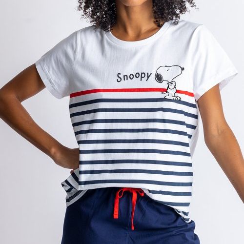 62434 PIJAMA MUJER MANGA CORTA SNOPPY 100% ALGODON ADMAS