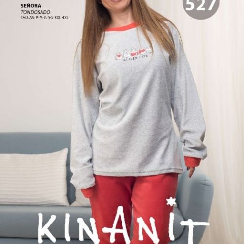 KN 527 PIJAMA TERCIOPELO SEÑORA KINANIT TALLAS GRANDES