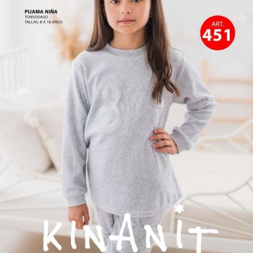 KN 451 PIJAMA NIÑA TERCIOPELO 8 a 16 años KINANIT