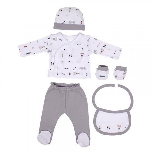 SET07 CONJUNTO INFANTIL 5 PIEZAS SET REGALO INTERBABY (ESTRELLAS)