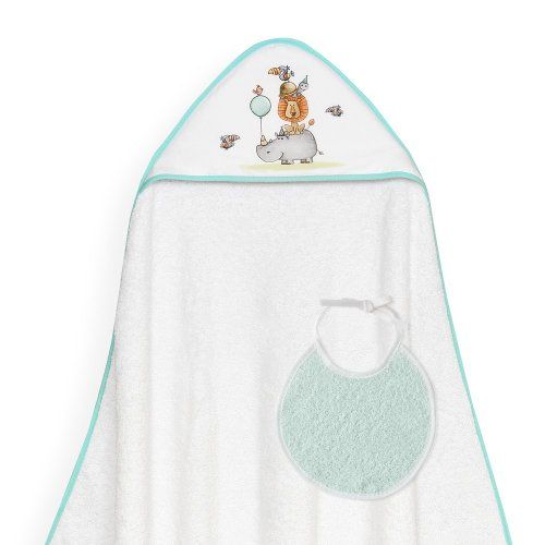 1253 CAPA BAÑO  O TOALLA BEBE ANIMALES 1X1 CON BABERO INTERBABY