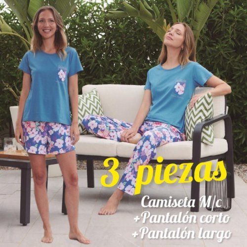 42029 PIJAMA SEÑORA PENELOPE PAMELA ALGODON  3 PIEZAS BLANCA HERNANDEZ