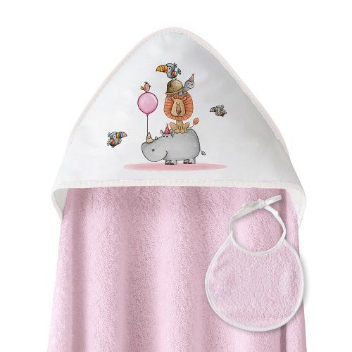 1253 CAPA BAÑO  O TOALLA BEBE ANIMALES 1X1 CON BABERO INTERBABY