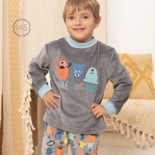 KN 145 PIJAMA  NIÑO TERCIOPELO SPANDEX 2 a 6 AÑOS KINANIT