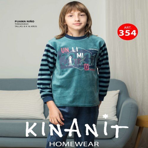 KN 354 PIJAMA NIÑO TERCIOPELO 8 a 16 años KINANIT