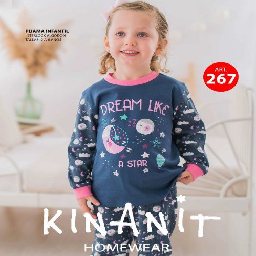 KN 267 PIJAMA  NIÑA ALGODON INTERLOCK 2 a 6 AÑOS KINANIT