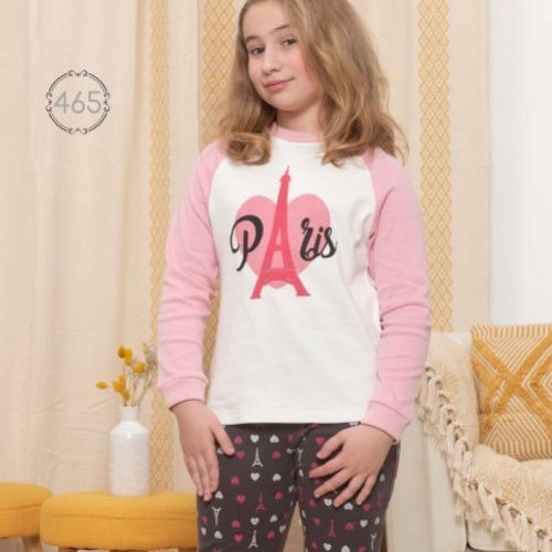 KN 465 PIJAMA NIÑA ALGODON INTERLOCK 8 a 16 años KINANIT