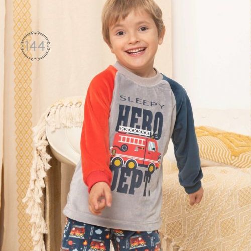 KN 144 PIJAMA  NIÑO TERCIOPELO SPANDEX 2 a 6 AÑOS KINANIT